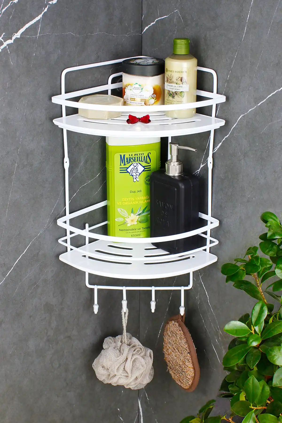 HİMYHOME Lamalı Kristal Raflı Ikili Şampuanlık Modern ve Dayanıklı Tasarım