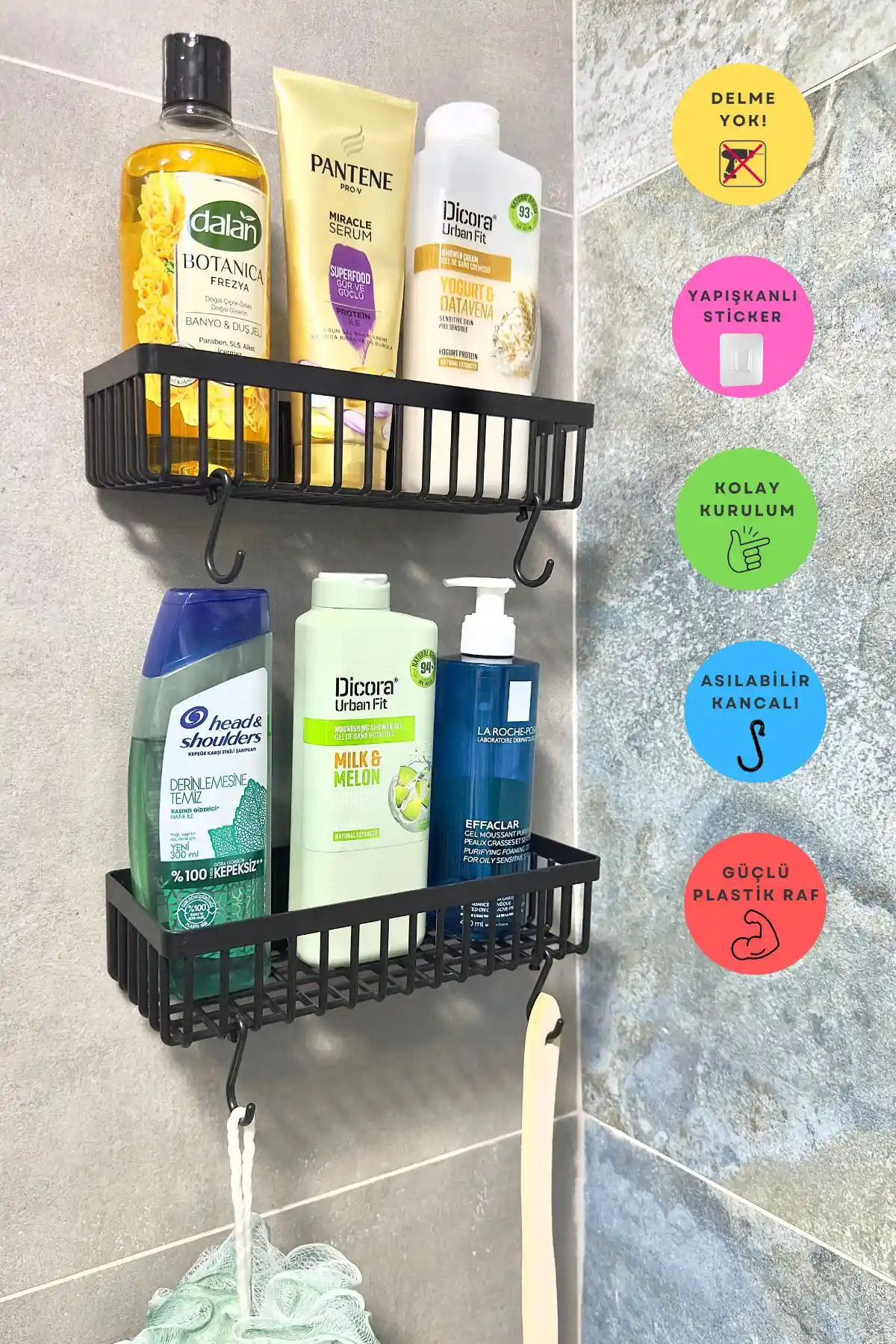 KITCHBATH ikili banyo düzenleyici: Şık ve Pratik Montajlı Raflar ile Alan Tasarrufu