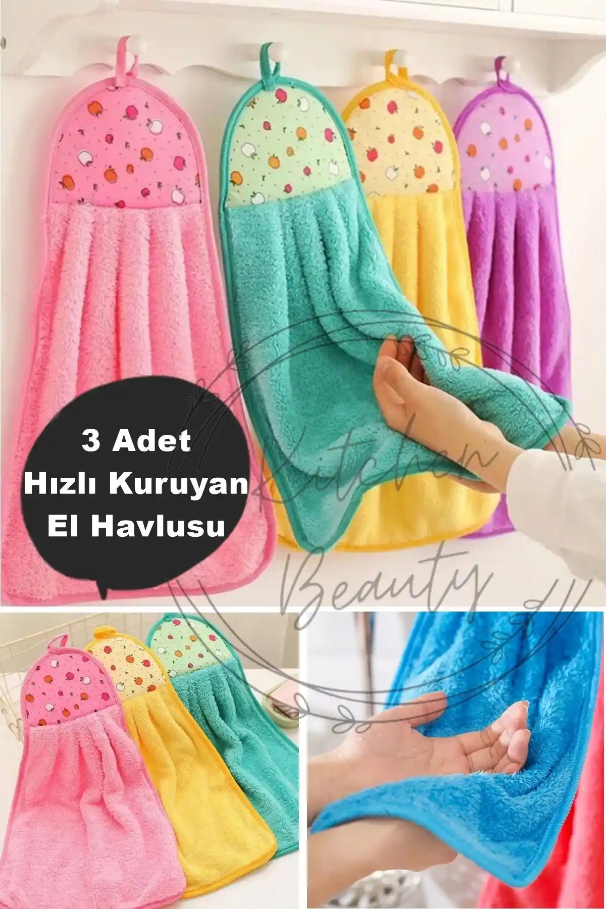 Kitchen Beauty Mercan Renkli Kadife Yüz Havlusu Seti - Şık ve Fonksiyonel Tasarım
