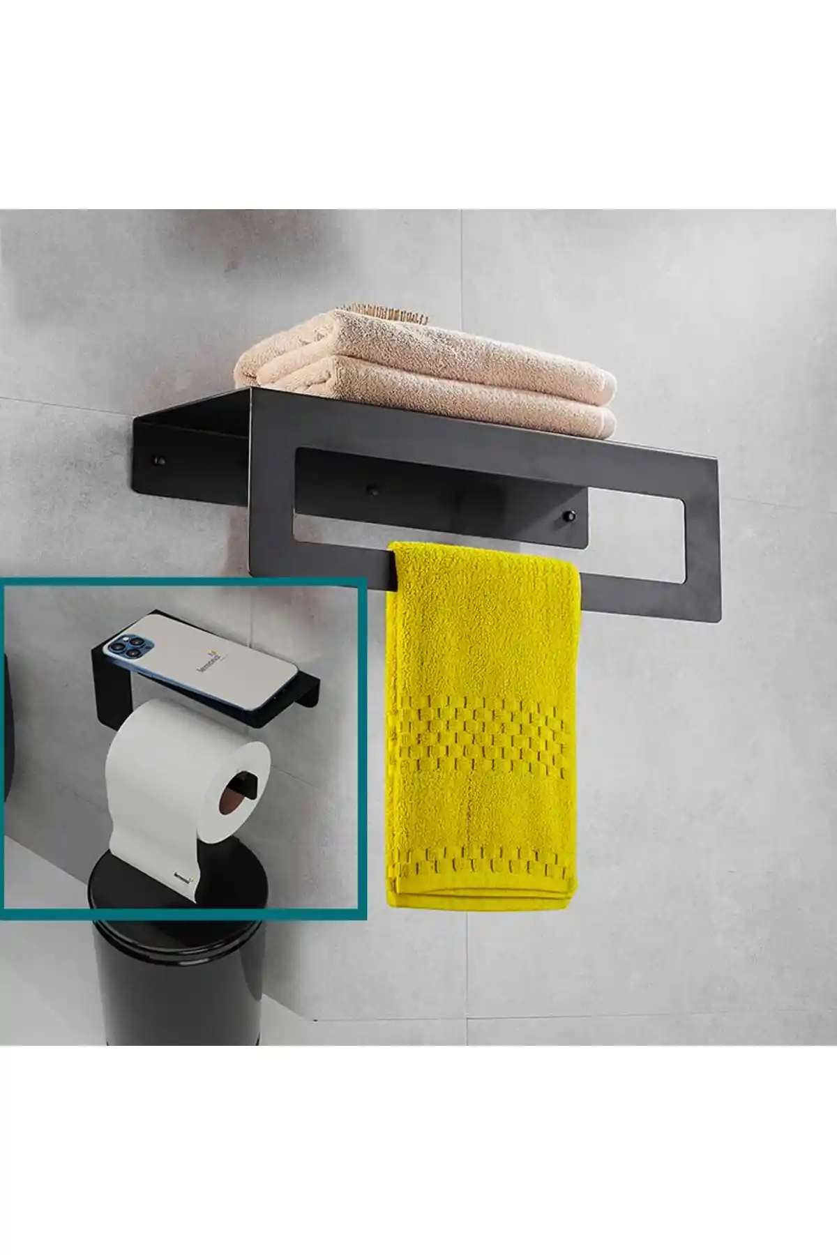 Kraker Metal Banyo Havlu ve Tuvalet Kağıdı Askılığı Modern ve Dayanıklı Tasarım