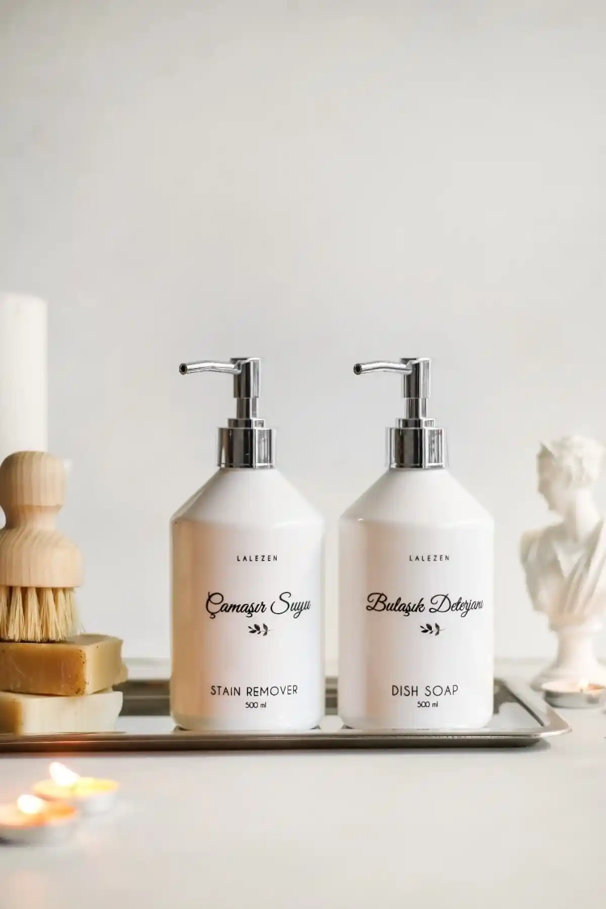 LALEZEN HOME Çok Amaçlı Temizlik Şişesi Gümüş Kapakli 500 ml Modern Tasarım