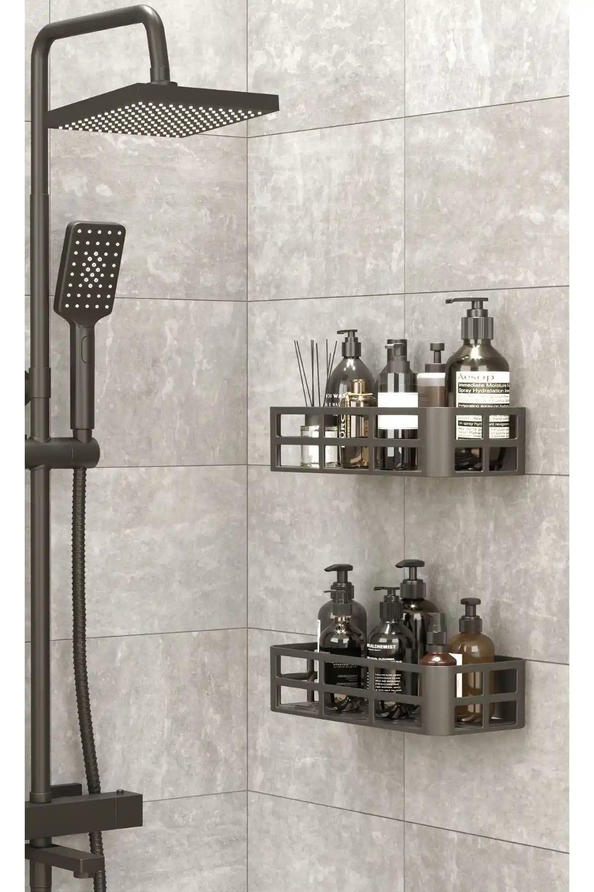 LIUWA 2’li Yapışkanlı Banyo Rafı Modern ve Dayanıklı Depolama Çözümü