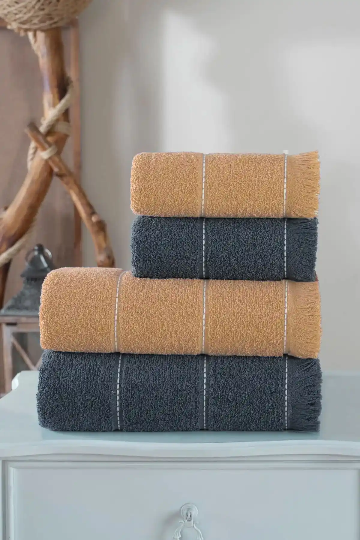 Mariva Home Kahve ve Antrasit Renkli Banyo Havlu Seti Şık ve Dayanıklı Tasarım