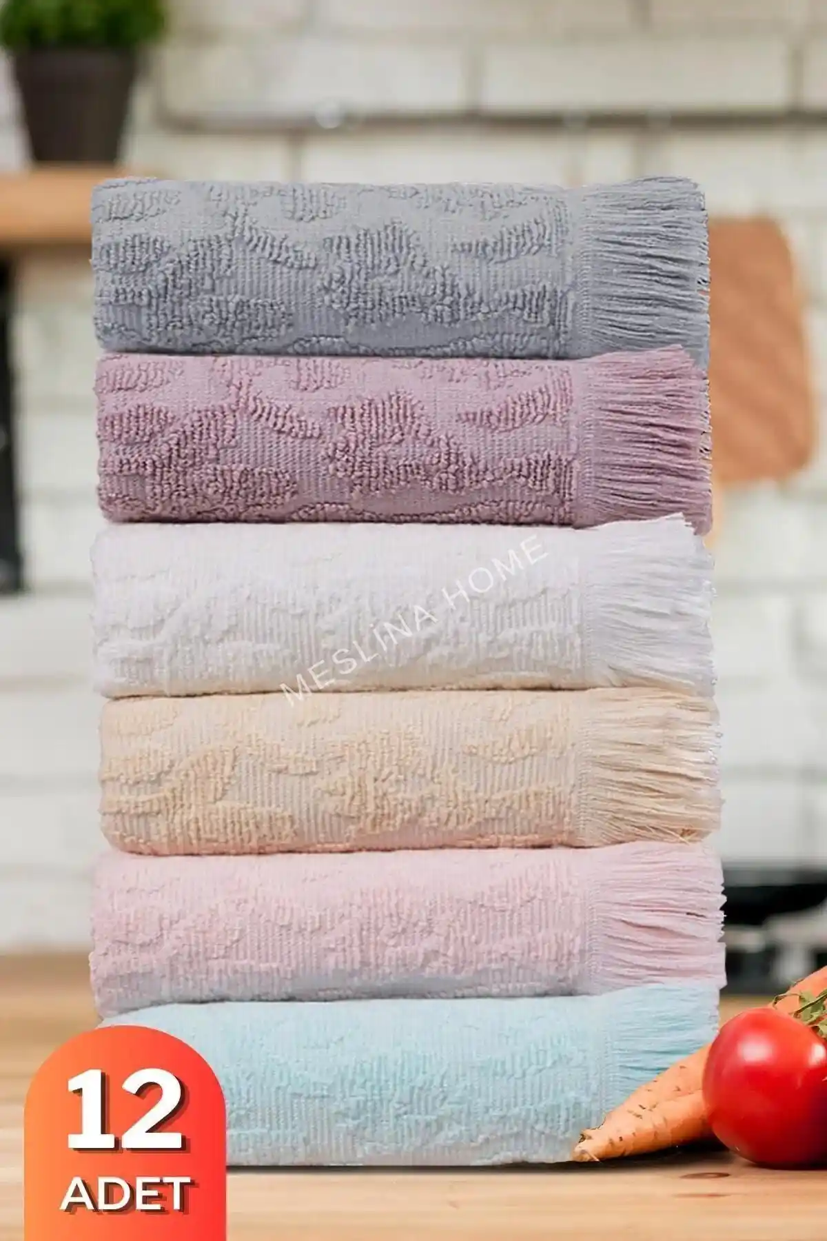 Meslina Home 12 Parça Mutfak Havlusu Seti 30x50cm şık ve yüksek emicilik özellikleriyle