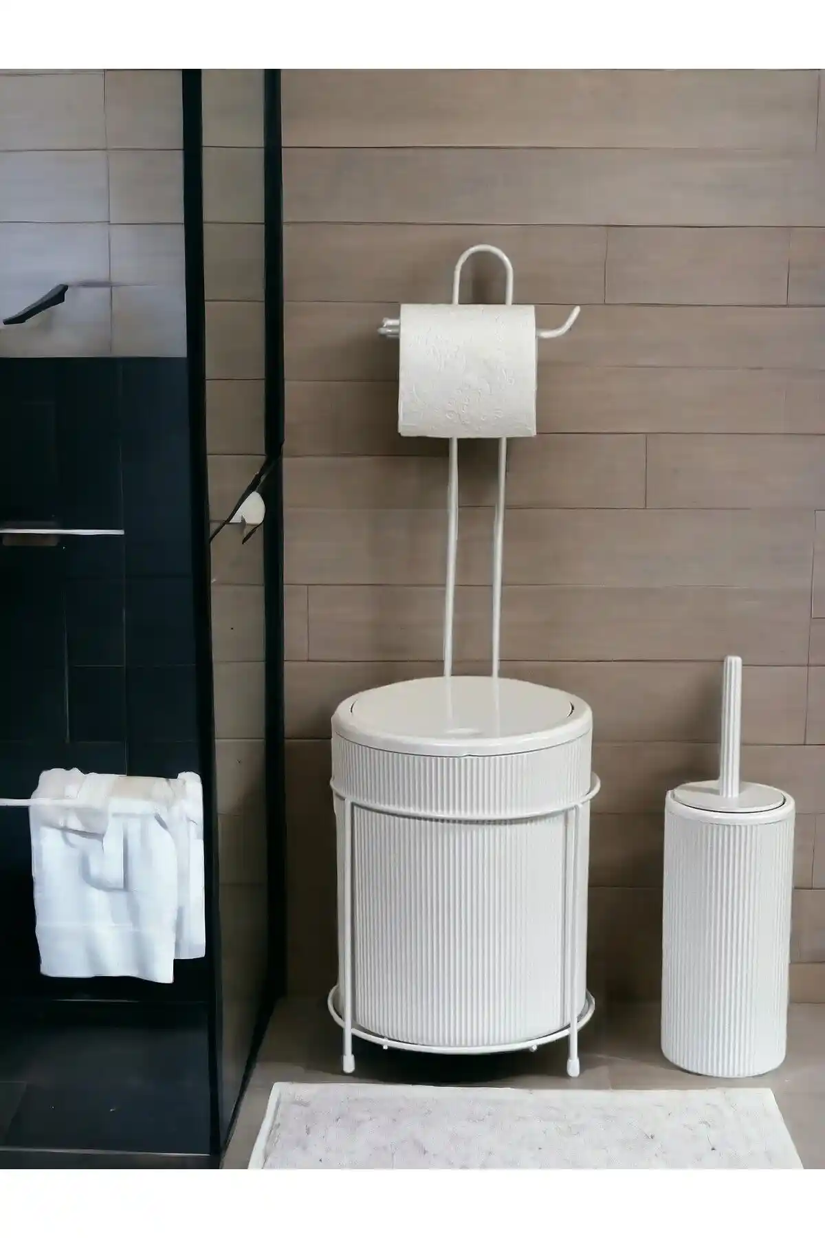 Metalshop Çöp Kovası ve Tuvalet Fırça Seti Modern ve Dayanıklı Banyo Dekorasyonu İçin