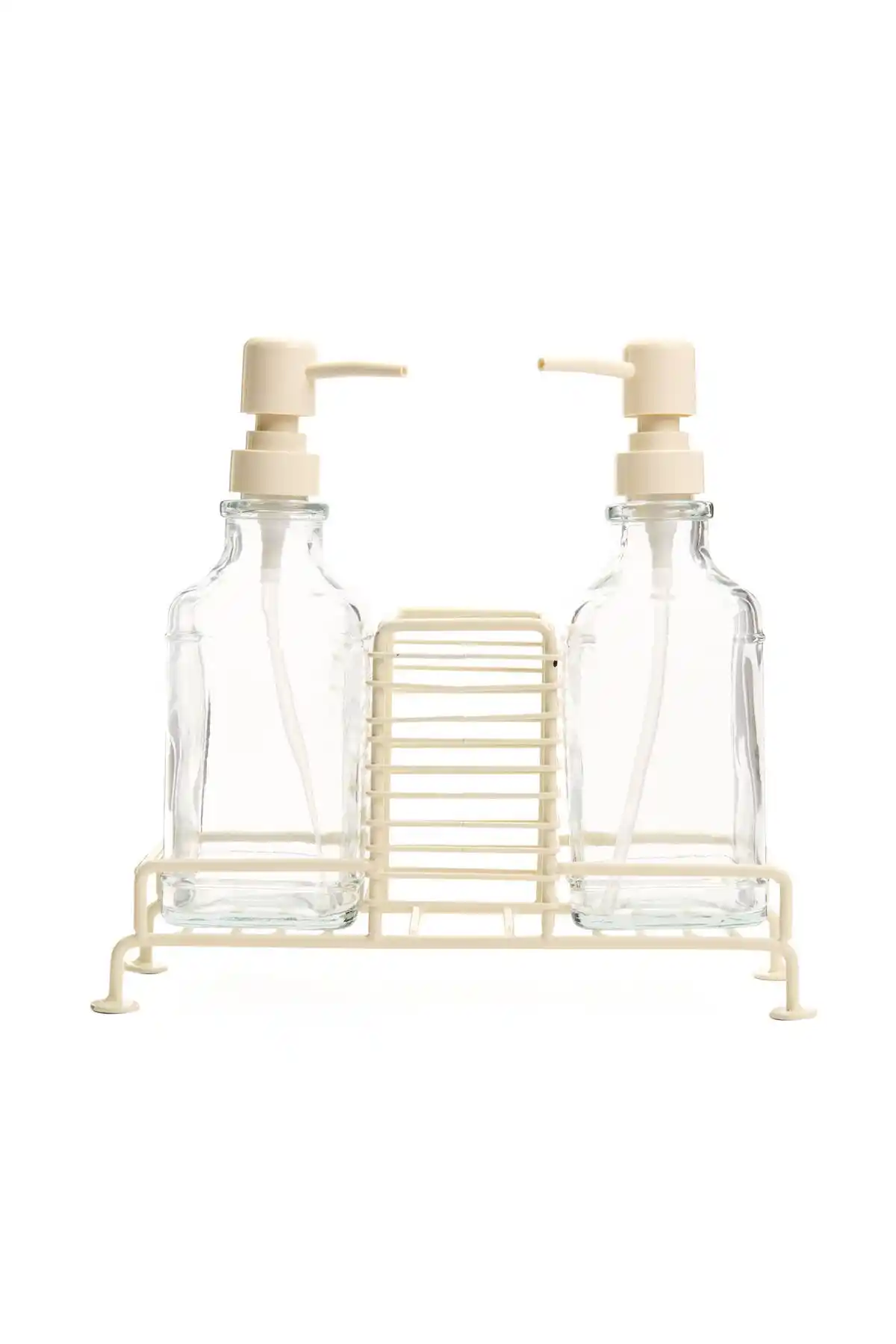 MİEN Mien Standlı Sıvı Sabunluk Bej Şeffaf 500 ml Modern ve Dayanıklı Tasarım