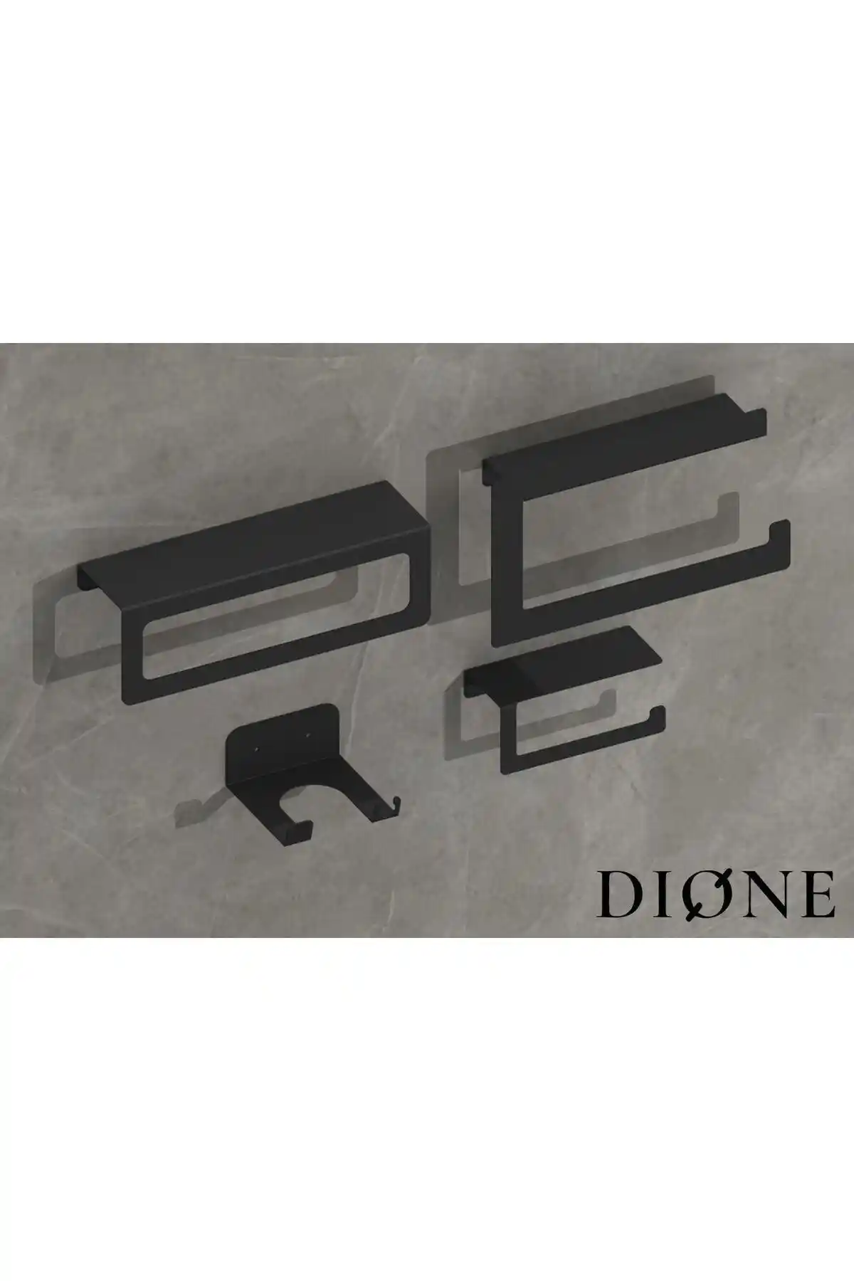 Modern Siyah Banyo Dekorasyonu: Dione Store 4’lü Set ile Şıklık ve Fonksiyonellik