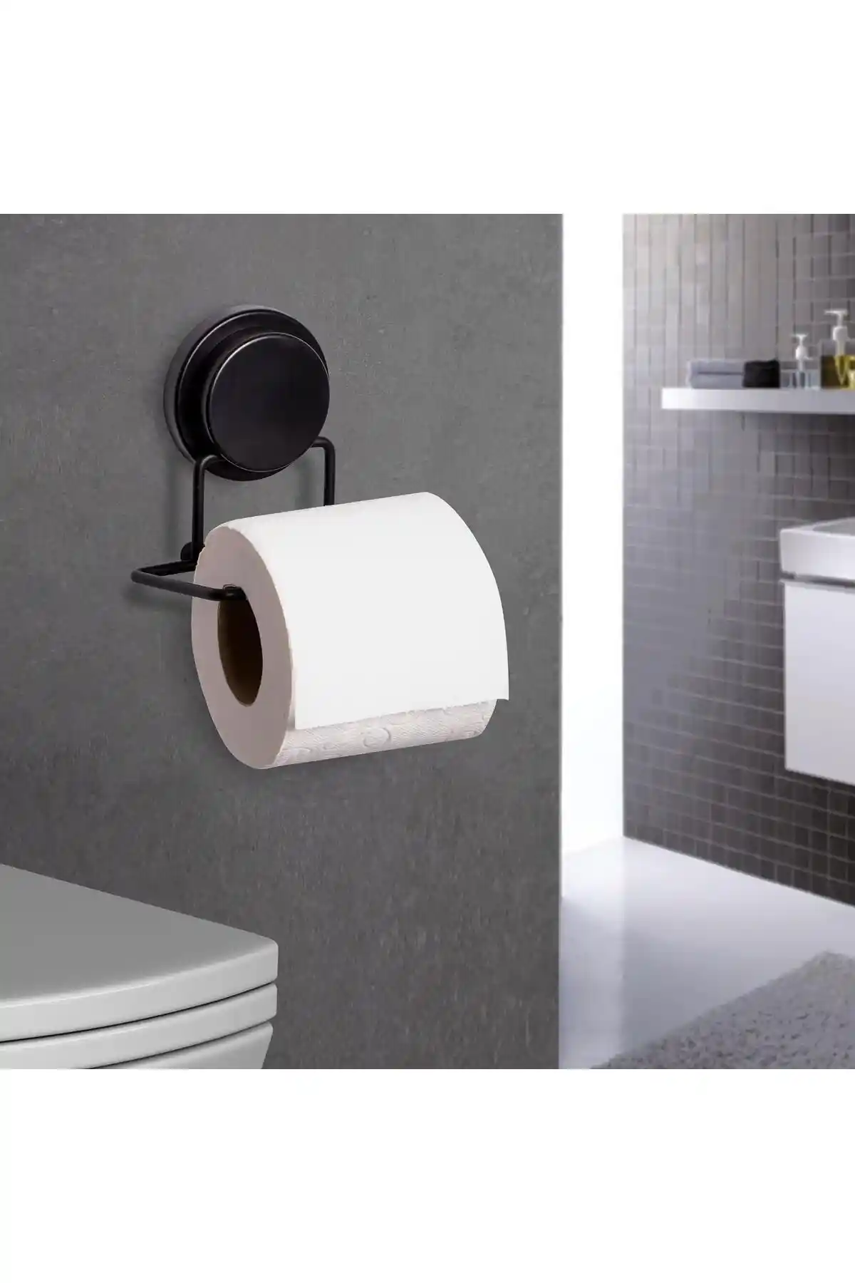 Okyanus Home Magic Fix Siyah WC Kağıtlık Modern ve Pratik Montajlı Tasarım