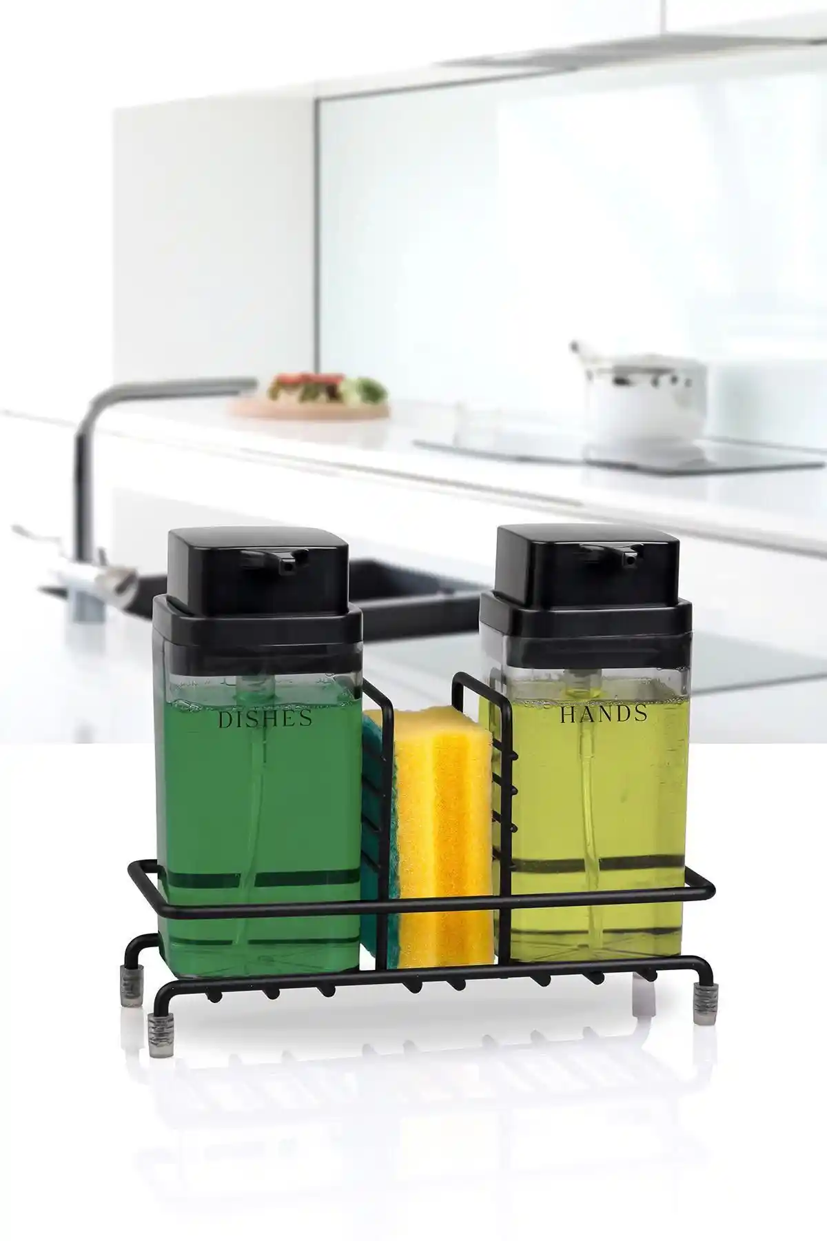 Okyanus Home Siyah Deluxe Kare Standlı Füme Rengi Sıvı Sabunluk Modern ve Şık Tasarım