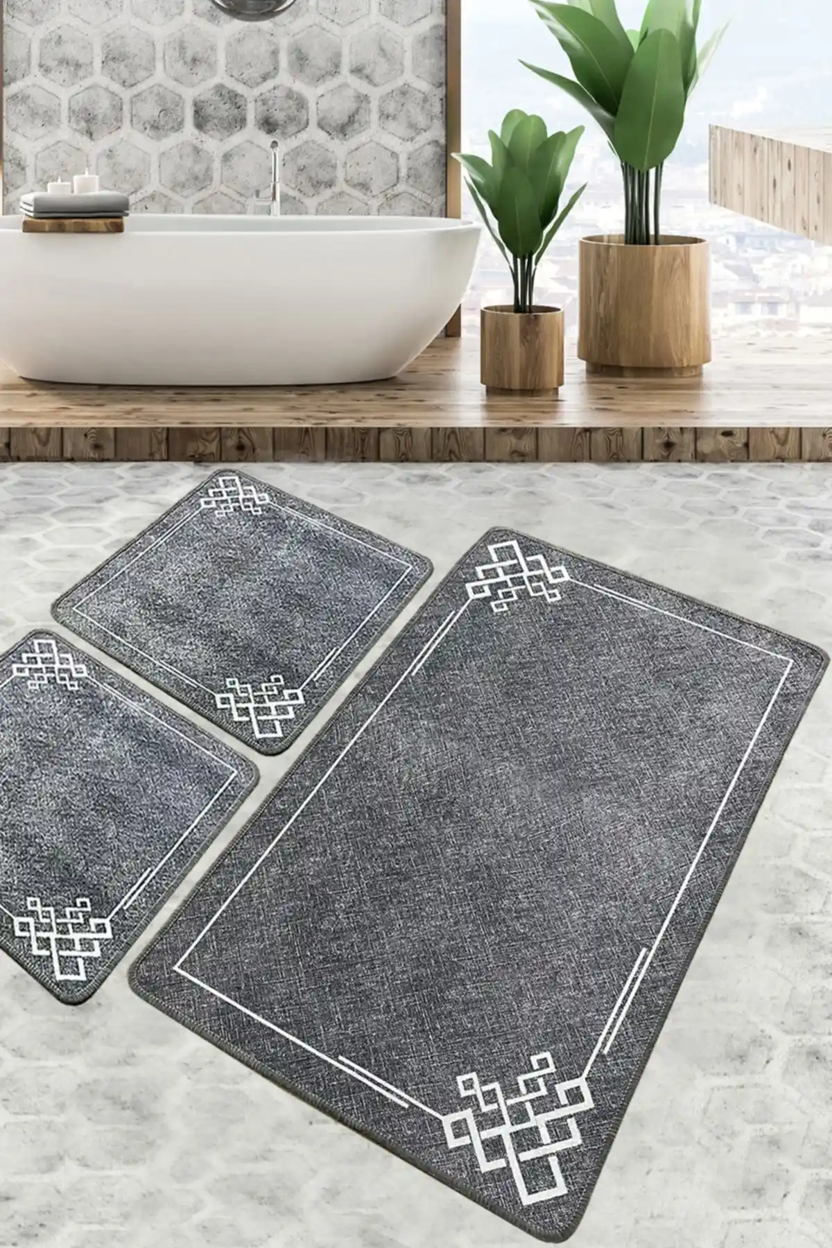 Olita Banyo Halısı Seti - Dayanıklı ve Renkli Modern Banyo Dekorasyonu İçin