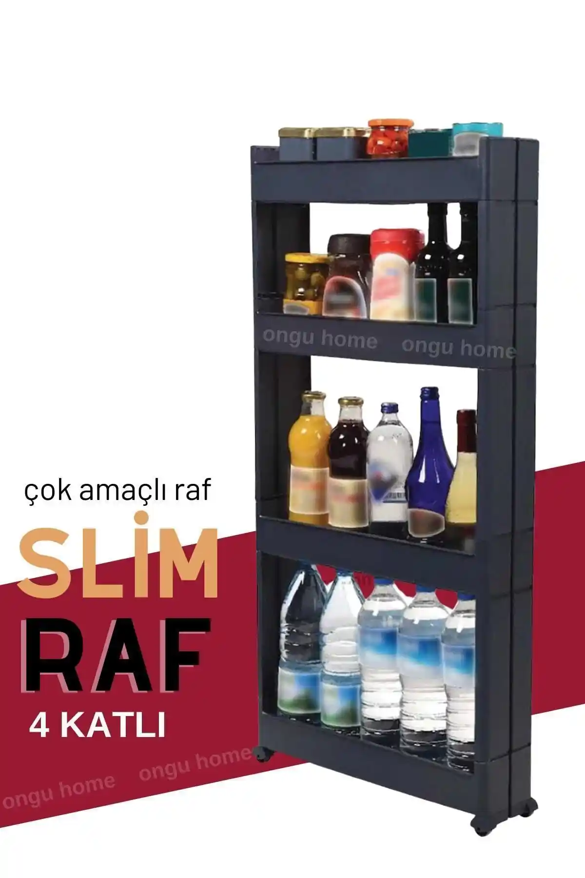 Ongu Home Slim Raf: Çok Amaçlı Modern Tekerlekli Depolama Çözümü