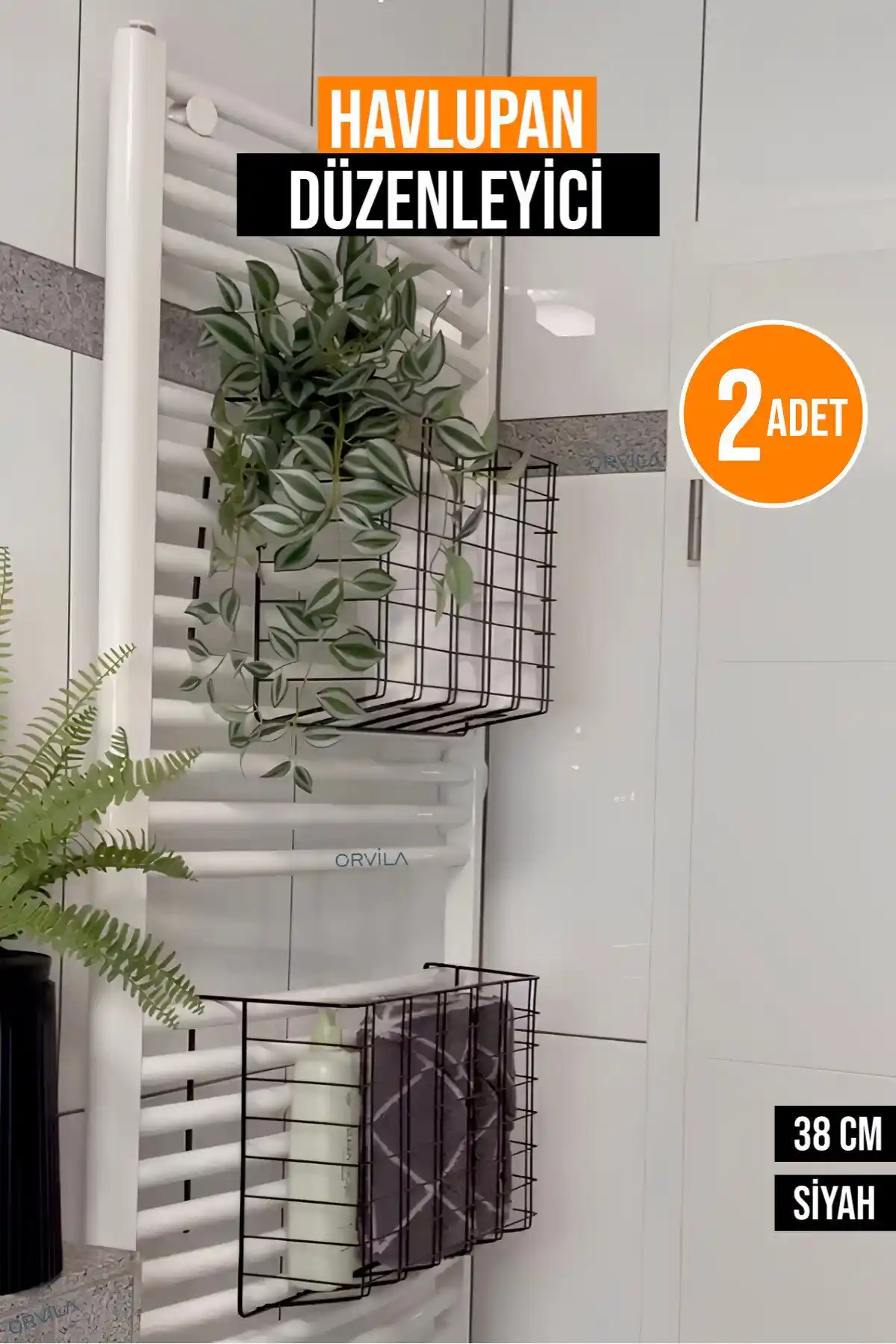 Orvila 2'li Asılabilir Havlupan Düzenleyici: Çok Yönlü ve Şık Metal Depolama Çözümü