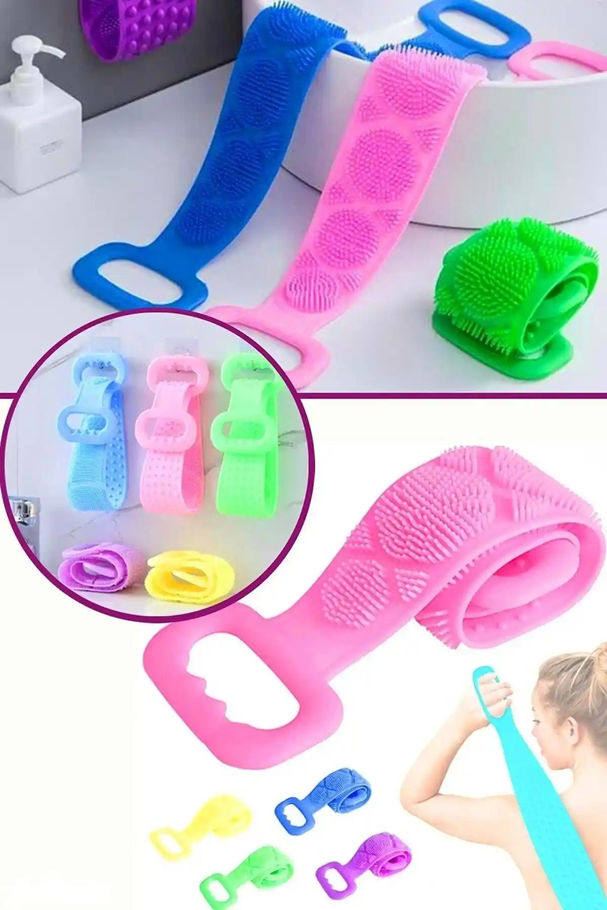 Özasya AVM Çift Taraflı Banyo Sırt Kesesi 70 cm Temizlik ve Masaj Fırçası