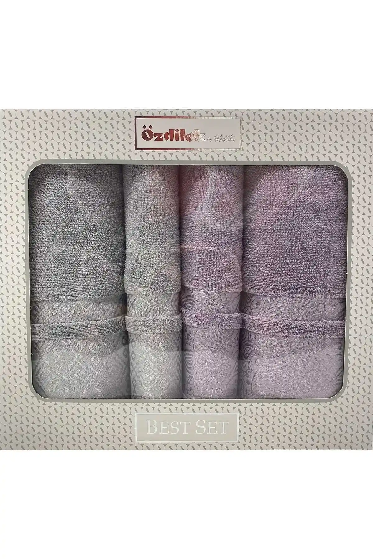 Özdilek Dory Best Set Hamam Takımı Lila-Gri Estetik ve Dayanıklı Banyo Tekstili