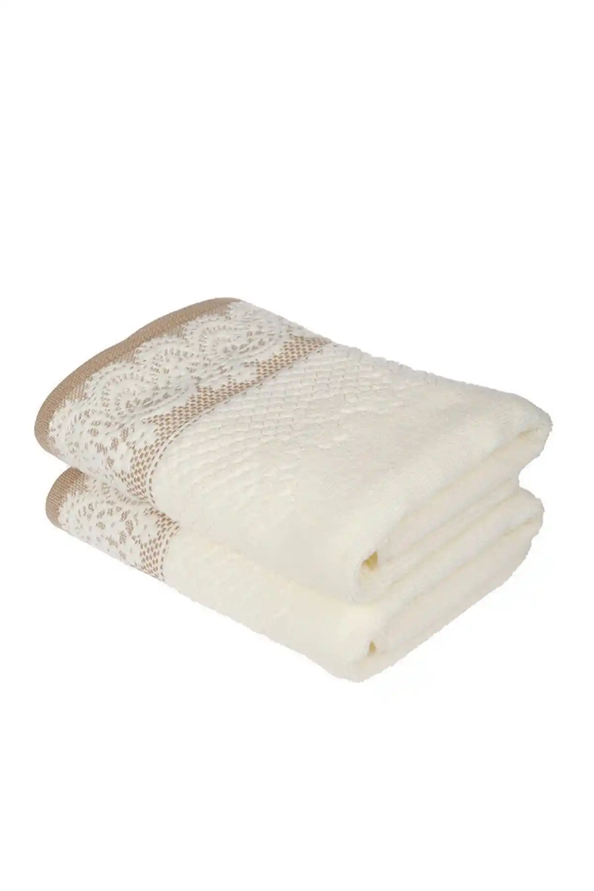 Özdilek Evony 2'li Pamuklu Banyo Havlu Seti Bej Renk 50x90 cm