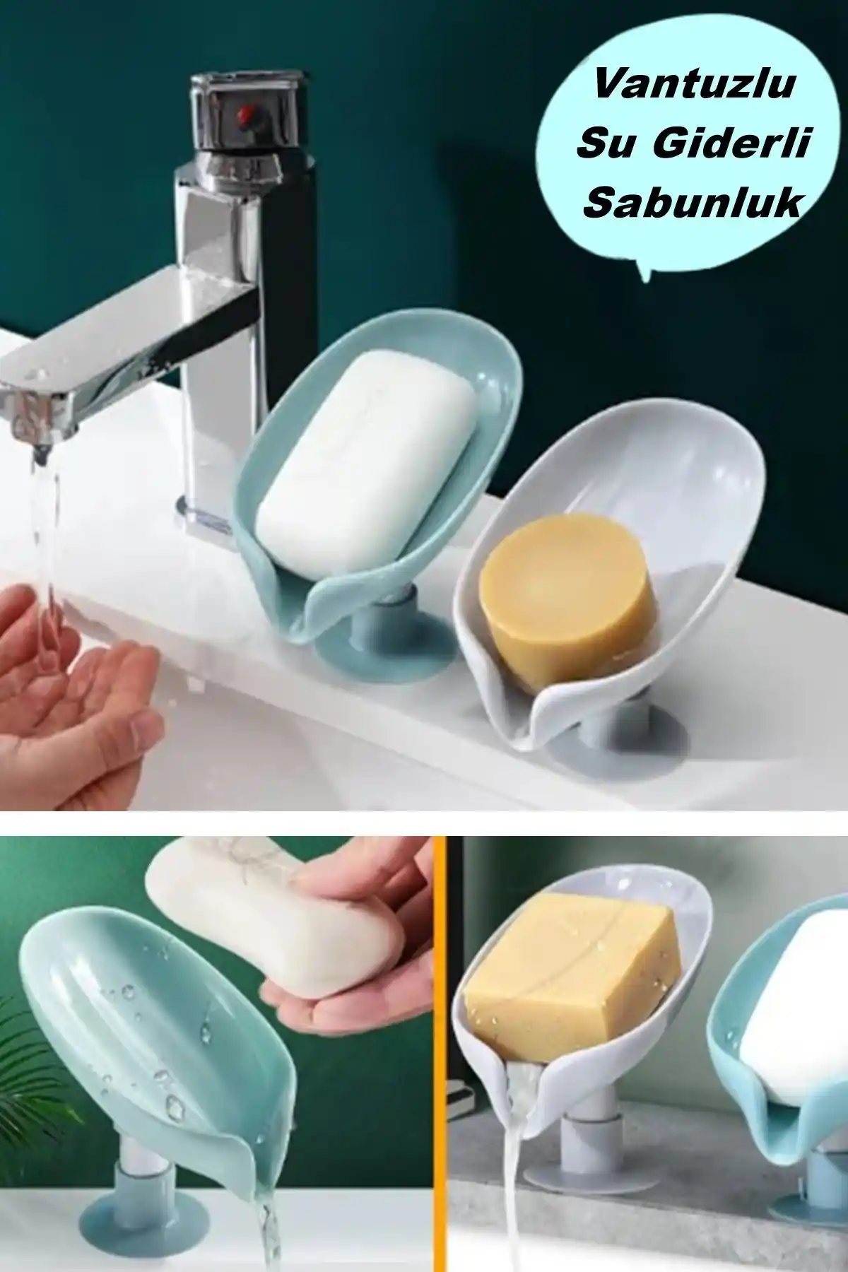 Pratik Vantuzlu Su Giderli Sabunluk: Modern ve Kullanışlı Mutfak ve Banyo Aksesuarı