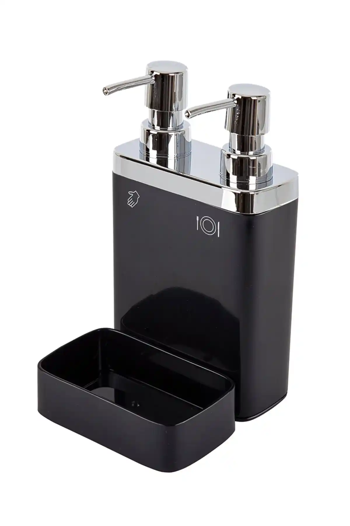 Prima Nova Viva 2'li Siyah Modern Mutfak Sıvı Sabunluk ve Deterjanlık Seti