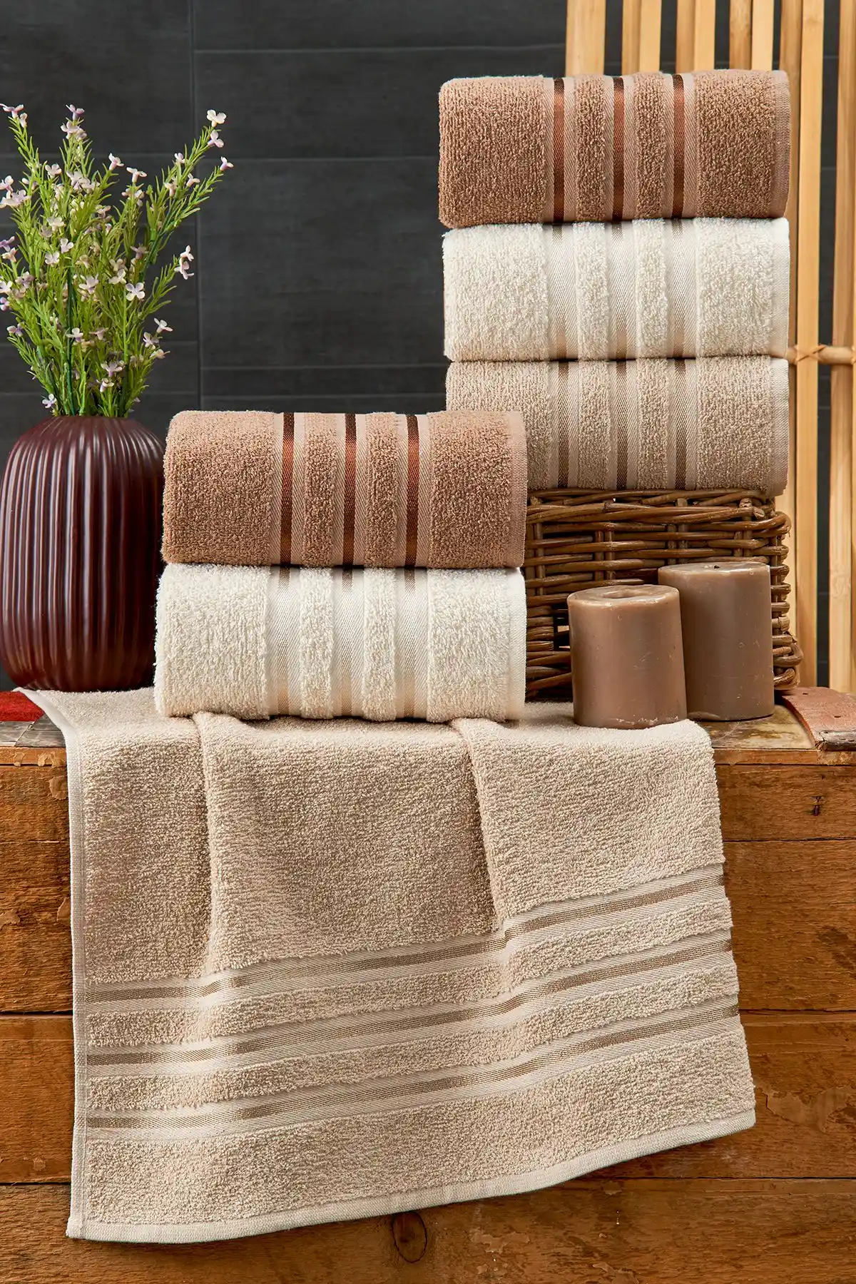 RaSerSa 6'lı Kahve ve Havlu Seti: Şık ve Pratik Banyo ve Seyahat Aksesuarı