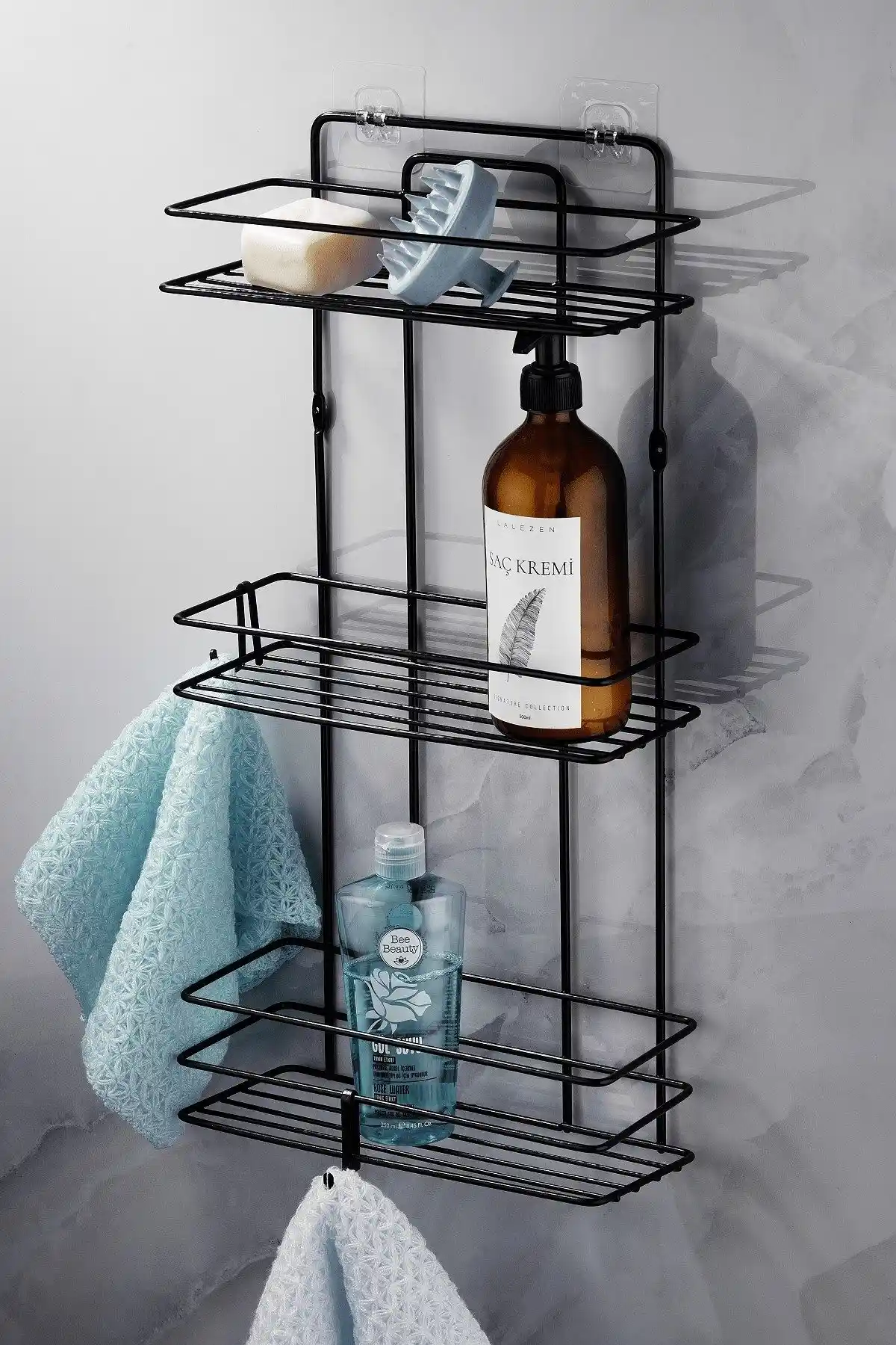 Sas Haus Paslanmaz Çelik Yapışkanlı Duş Rafı Modern ve Dayanıklı Banyo Düzenleyici