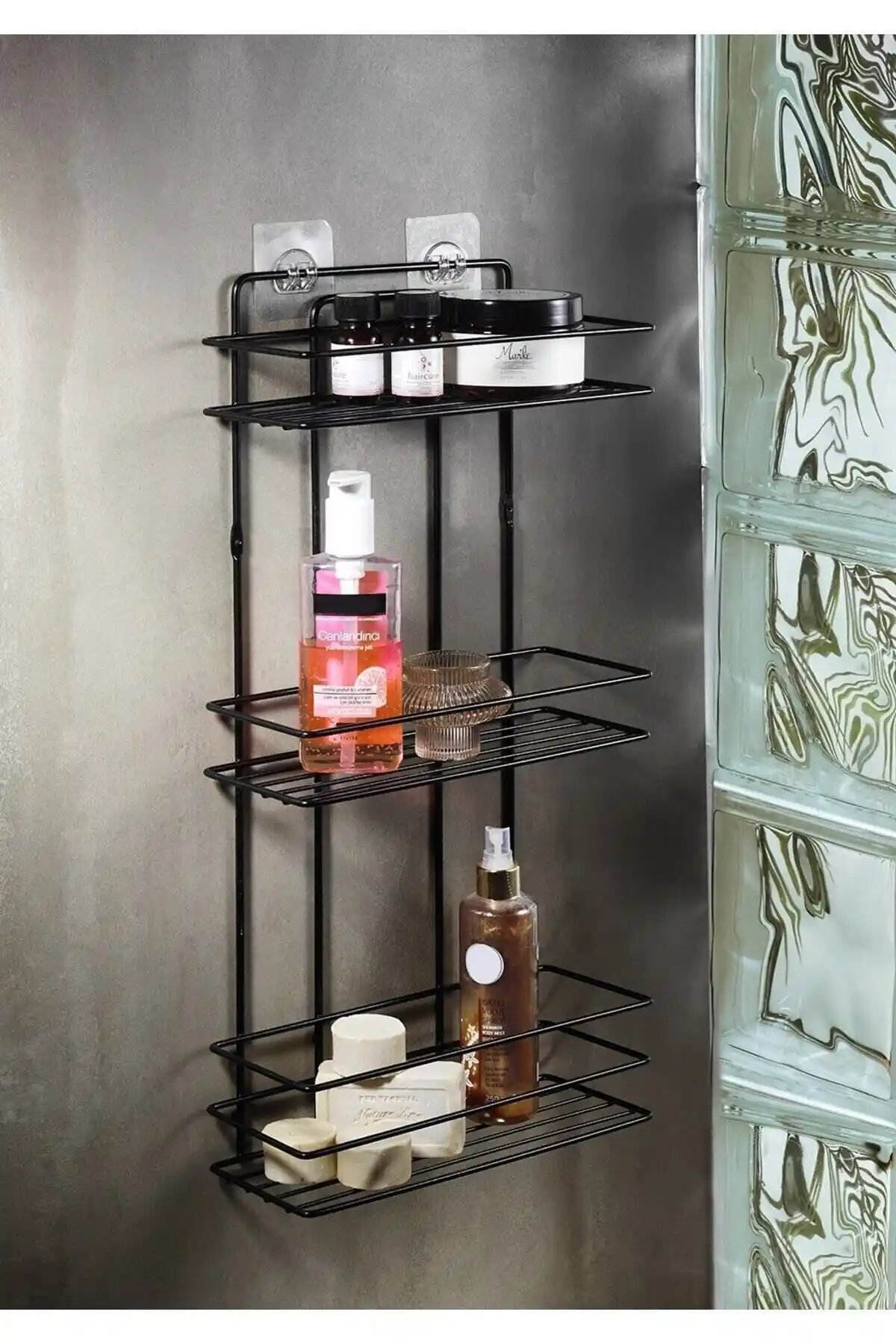 Sas Haus Şık ve Dayanıklı Siyah Duş Rafı Modern Banyo Dekorasyonu İçin Idealdir