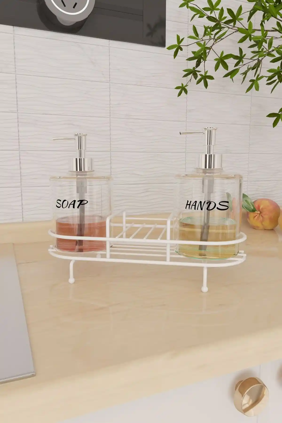 SUNTEL Metal Standlı 2'li Sıvı Sabunluk Seti Modern ve Dayanıklı Tasarım