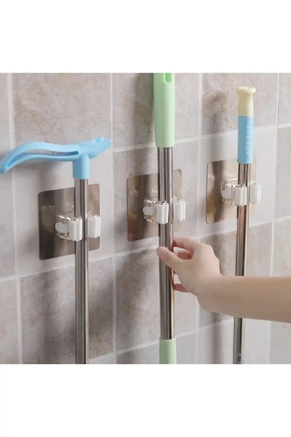 Şuşa Butik Gold Duvara Monte Mop ve Paspas Tutucu Seti Modern ve Pratik Temizlik Çözümü