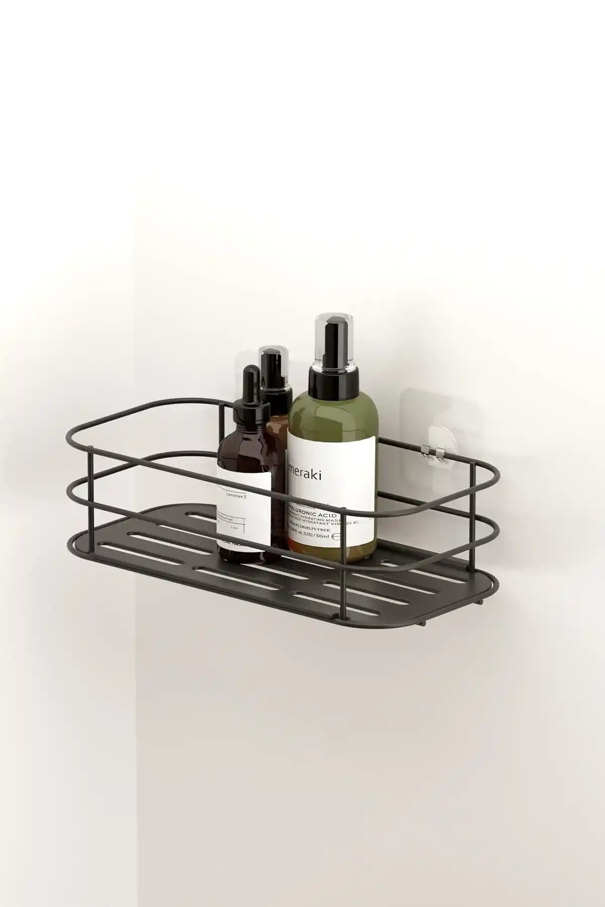 Teknotel Siyah Mat Banyo ve Mutfak Rafı: Dayanıklı ve Şık Yapışkanlı Tasarım