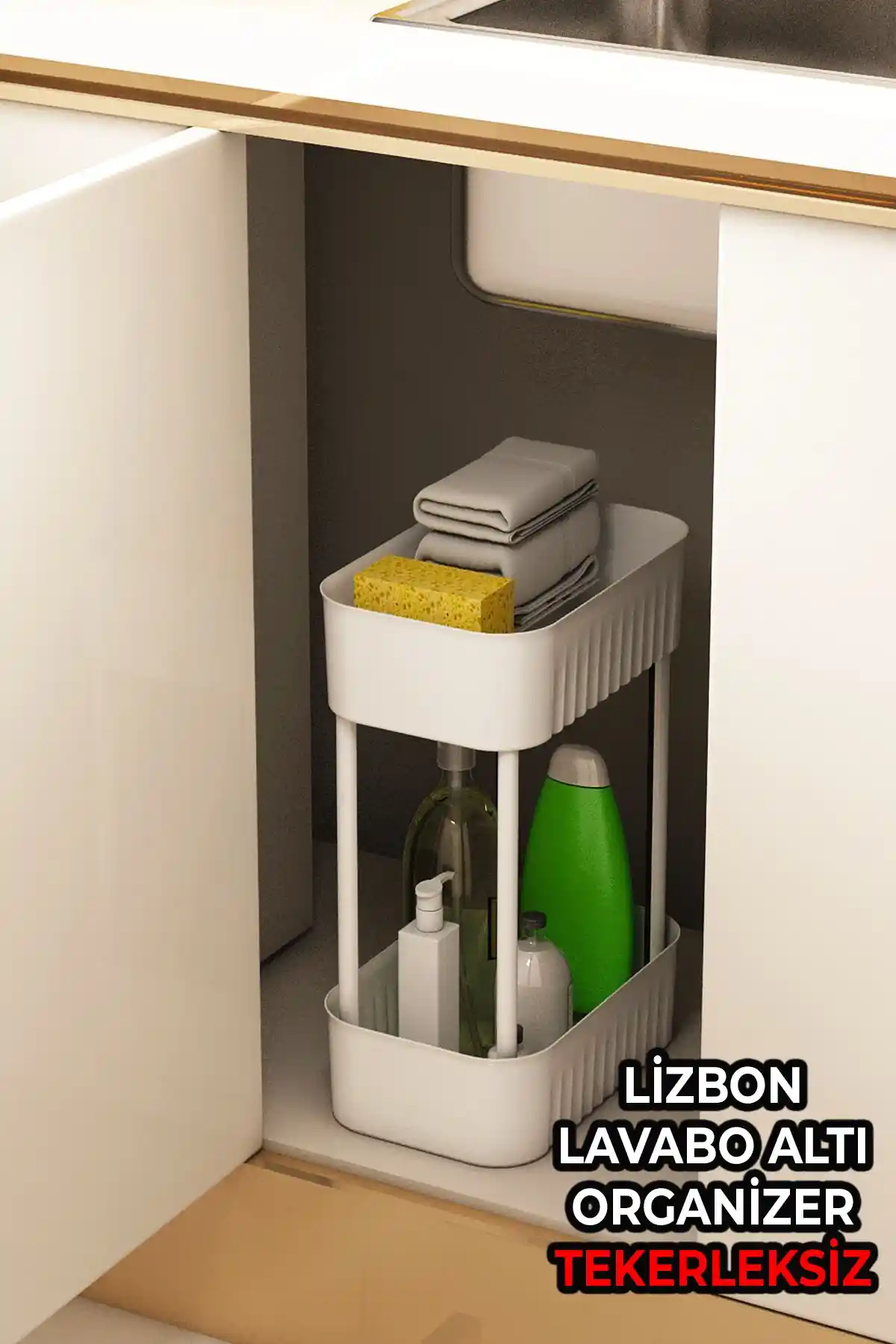 VİGENTİNO Lizbon Çok Amaçlı 2 Katlı Banyo ve Mutfak Organizeri Modern Tasarım