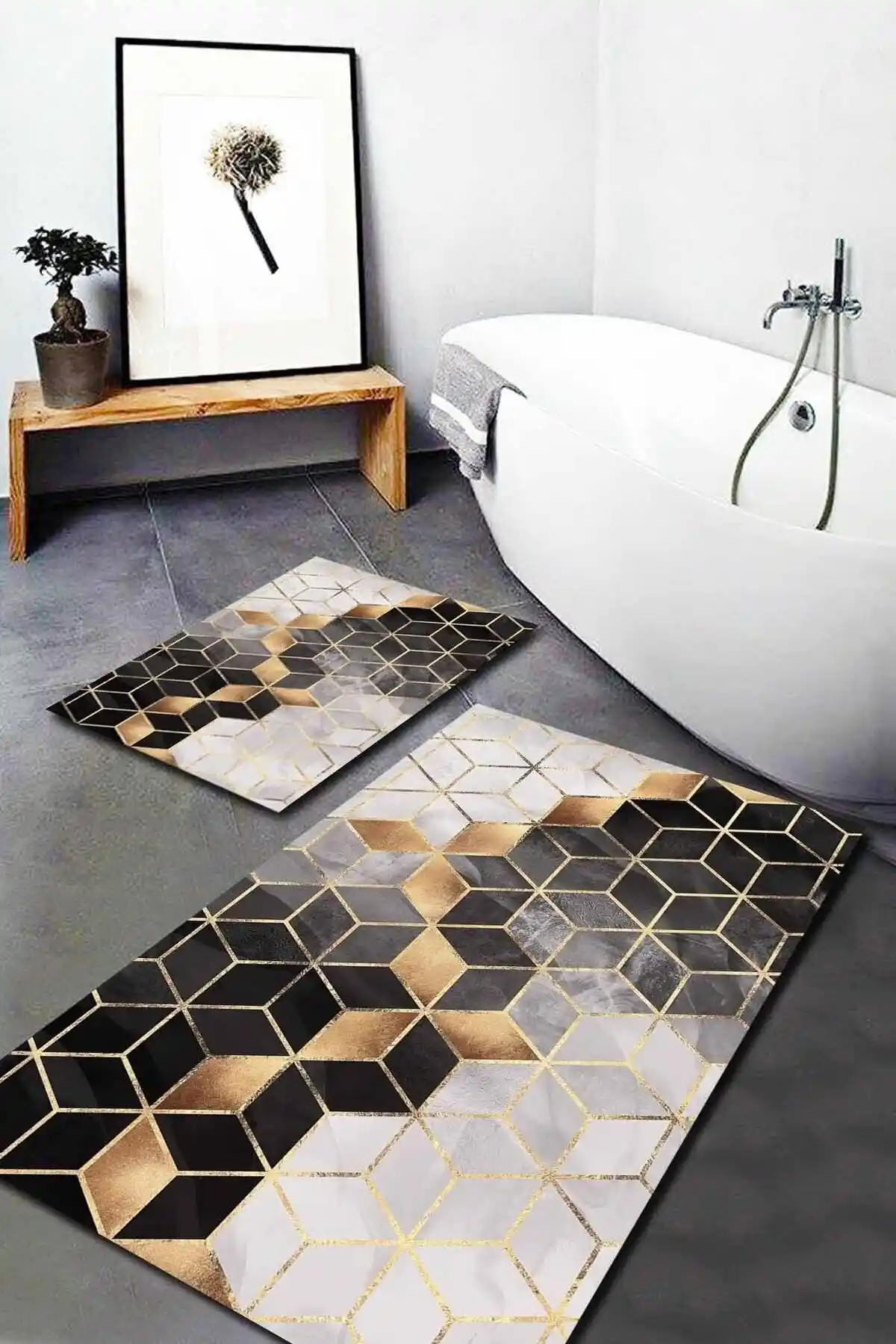 Woolly Home Collection Küp Desenli Renkli 2'li Takım: Estetik ve Fonksiyonellik Bir Arada