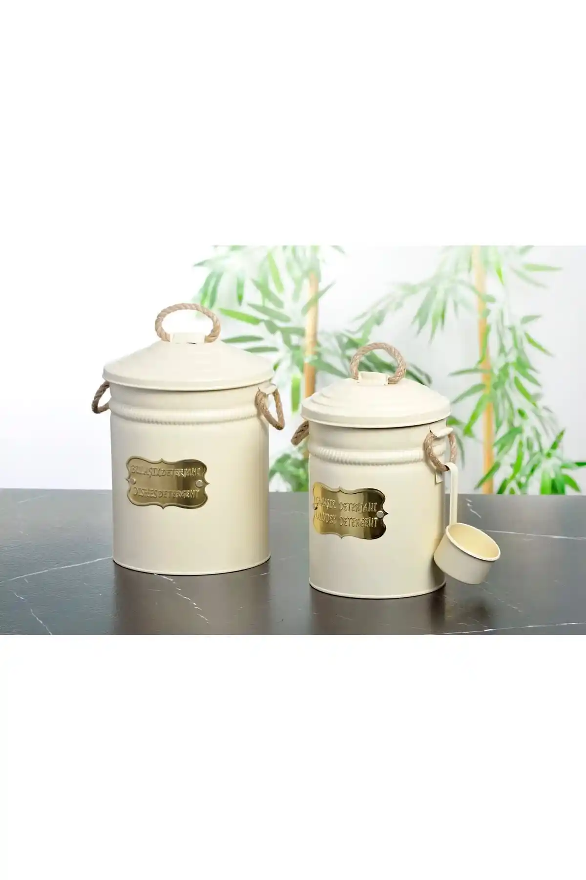 Yıl<dı>ray Metal Galvaniz Bulaşık Deterjan Kutuları Bej Renkli Modern Mutfak Aksesuarı