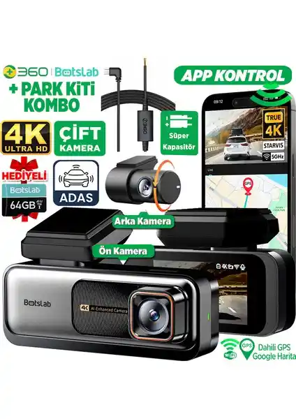 +360 Botslab G980H Pro ADAS Araç İçi Kamera Sistemi Yüksek Çözünürlük ve Güvenlik Özellikleri