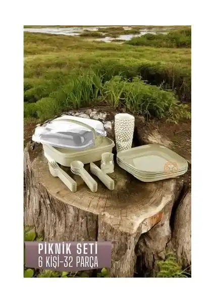 6 Kişilik Bx Piknik Seti 32 Parça Latte Renkli Dayanıklı ve Çok Yönlü