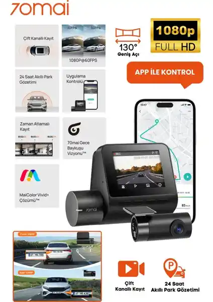 70MAI A200 + RC11 Araç İçi Kamera Seti Güvenlik ve Görüntü Kalitesinde Yeni Standart