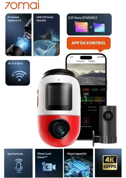 70MAI Dash Cam Omni X800-2 Güvenlik ve Teknolojinin En Gelişmiş Çözümü
