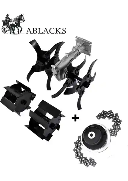 Ablacks Çift Toprak Çapalama Aparatı 26mm Uyumlu ve Zincirli Başlık ile Dayanıklı Tarım Aracı