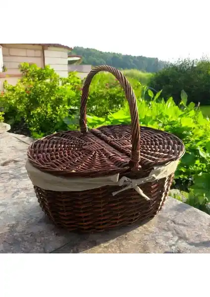 Adelya Hasır Kulplu Kapaklı Piknik Sepeti: Doğal ve Şık Bir Seçenek