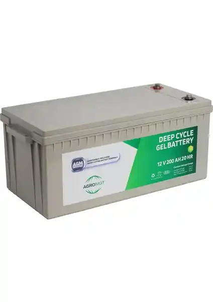 Agromot 12V 200Ah Jel Akü Deep Cycle Nano Carbon AGM Batarya Enerji Depolama Çözümleri