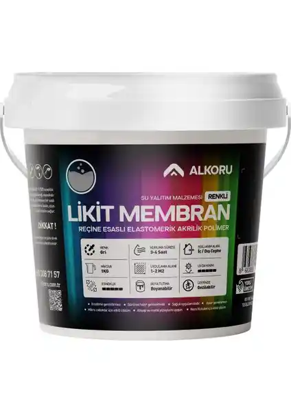 Alkoru 1 kg Gri Likit Membran ile Güvenilir Su Yalıtımı Çözümü