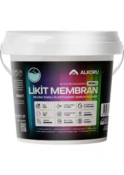 Alkoru 1 kg Yeşil Likit Membran: Yüksek Performanslı Su Yalıtım Çözümü
