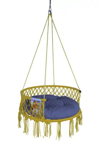 Altınoluk Sarı Minderli Püsküllü 80'lik Salıncağı Güvenli ve Estetik Tasarım