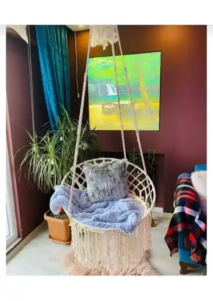 Aslan Butik Makrome Örgü Salıncak: Estetik ve Dayanıklı El Yapımı Dekoratif Salıncağınız