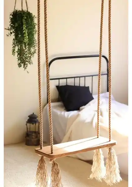 Aslan Yapı Market Halatlı Ahşap Salıncak: Güvenli ve Estetik Dış Mekan Oyun Alanı