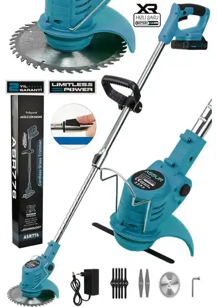 Assur 21V Çift Akü Uzatma Kollu Bahçe Tırpanı: Hafif ve Dayanıklı Çim Biçme Aracı