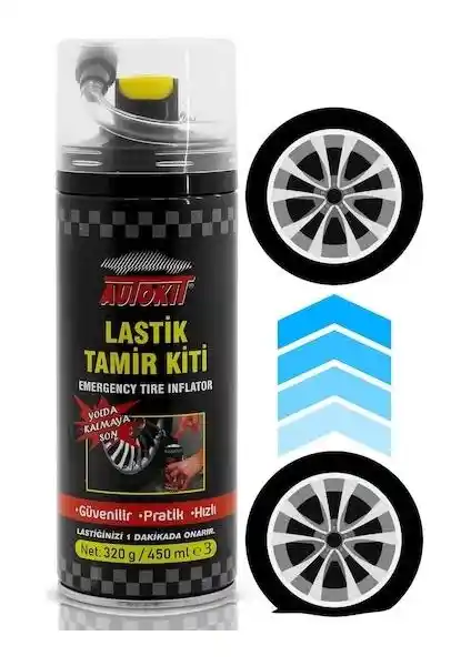 Autokit Lastik Tamir Kiti 450 ml Güvenli ve Pratik Lastik Tamiri Çözümü