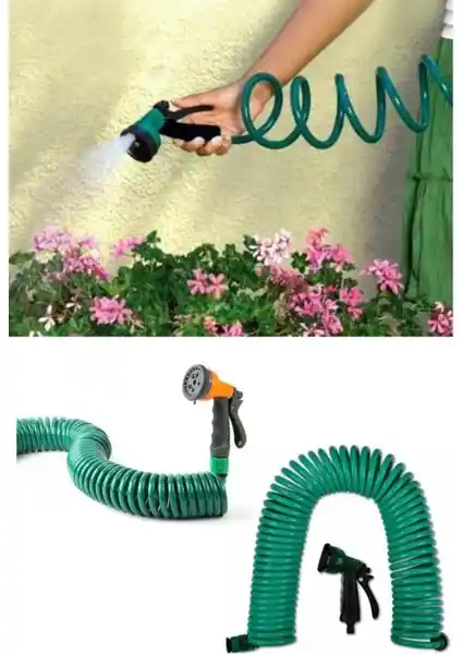 Bahçe ve Temizlik İçin Yenilikçi Spiral Hortum ve Çok Fonksiyonlu Sulama Tabancası
