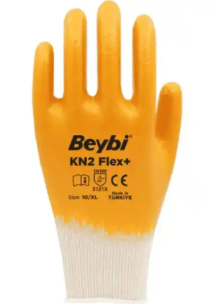 Beybi KN2 Flex Plus Sarı Pamuk Nitril İş Eldiveni Güçlü ve Esnek Koruma Sağlar