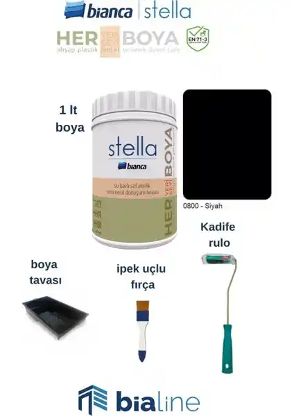Bianca Stella Siyah Boya Seti: Yüksek Performanslı ve Dayanıklı İç ve Dış Mekan Boyası