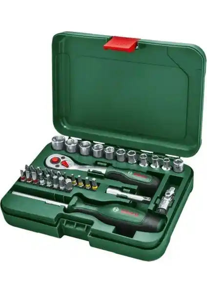 Bosch 34 Parça Çırcırlı Tornavida ve Lokma Takımı Dayanıklı Çok Yönlü Set