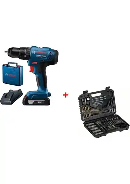 Bosch GSB 183-LI 18V 2AH Darbeli Şarjlı Vidalama ve 103 Parça Aksesuar Seti