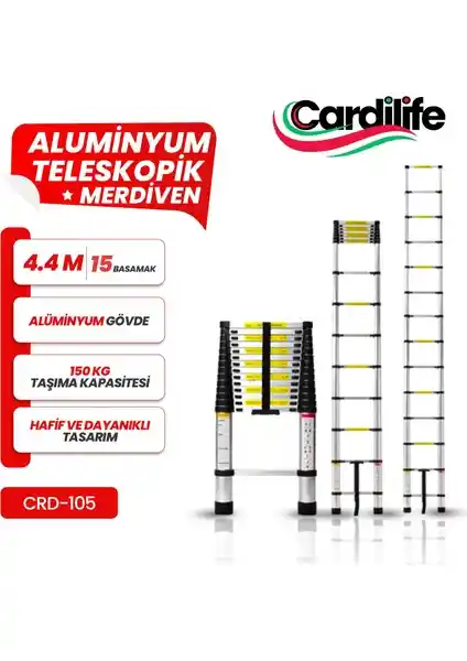 Cardilife Teleskopik Alüminyum Merdiven: Hafif, Dayanıklı ve Çok Yönlü Kullanım İmkanı